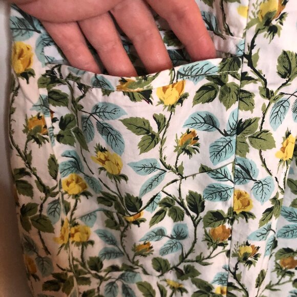 Tulip Poppie Floral Cotton Dress XS Sleeveless V-Neck Pocket Midi - Picture 5 of 6